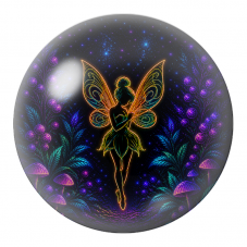 Cabochon en Verre Illustré Fée Néon dans la Forêt 12 à 25mm pour la Création de Bijoux Fantaisie - DIY