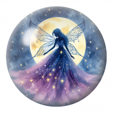Cabochon en Verre Illustré Fée à la Robe Étoilée sous la Lune 12 à 25mm pour la Création de Bijoux Fantaisie - DIY