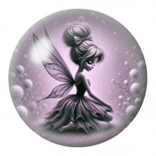 Cabochon en Verre Illustré Fée Violette au Jardin Scintillant 12 à 25mm pour la Création de Bijoux Fantaisie - DIY