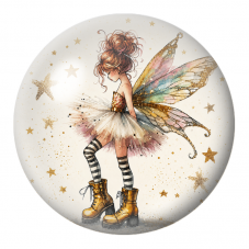 Cabochon en Verre Illustré Fée aux Bottines Dorées 12 à 25mm pour la Création de Bijoux Fantaisie - DIY