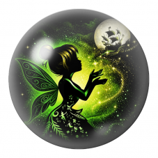 Cabochon en Verre Illustré Fée Verte au Bateau de Lune 12 à 25mm pour la Création de Bijoux Fantaisie - DIY