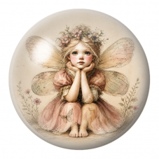 Cabochon en Verre Illustré Petite Fée Rêveuse en Robe Rose 12 à 25mm pour la Création de Bijoux Fantaisie - DIY