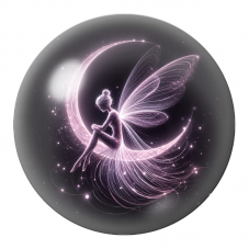 Cabochon en Verre Illustré Fée Rose sur le Croissant de Lune 12 à 25mm pour la Création de Bijoux Fantaisie - DIY