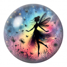 Cabochon en Verre Illustré Fée Silhouette dans le Jardin Arc-en-Ciel 12 à 25mm pour la Création de Bijoux Fantaisie - DIY
