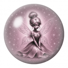 Cabochon en Verre Illustré Fée Rose dans la Poussière d’Étoiles 12 à 25mm pour la Création de Bijoux Fantaisie - DIY