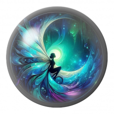 Cabochon en Verre Illustré Fée Turquoise dans la Vague de Lumière 12 à 25mm pour la Création de Bijoux Fantaisie - DIY