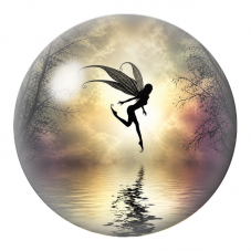Cabochon en Verre Illustré Fée Silhouette au-dessus du Lac 12 à 25mm pour la Création de Bijoux Fantaisie - DIY