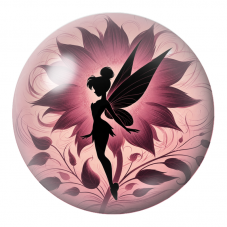 Cabochon en Verre Illustré Fée Noire devant la Fleur Rose 12 à 25mm pour la Création de Bijoux Fantaisie - DIY