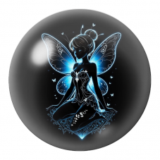 Cabochon en Verre Illustré Fée Bleue aux Papillons Lumineux 12 à 25mm pour la Création de Bijoux Fantaisie - DIY