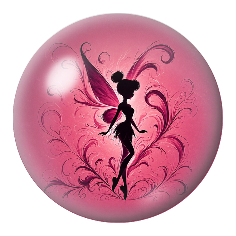 Cabochon en Verre Illustré Fée Rose aux Arabesques 12 à 25mm