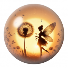 Cabochon en Verre Illustré Fée au Pissenlit dans le Soleil Couchant 12 à 25mm pour la Création de Bijoux Fantaisie - DIY