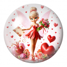 Cabochon en Verre Illustré Fée de l’Amour au Bouquet de Roses 12 à 25mm pour la Création de Bijoux Fantaisie - DIY