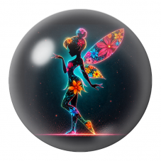 Cabochon en Verre Illustré Fée Néon aux Fleurs Colorées 12 à 25mm pour la Création de Bijoux Fantaisie - DIY