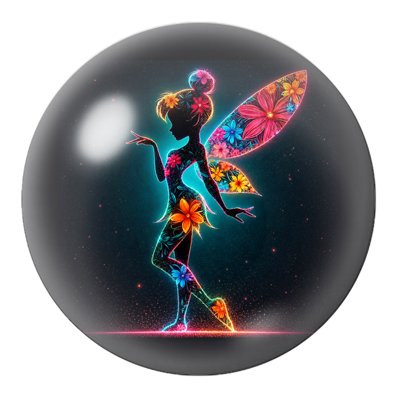 Cabochon en Verre Illustré Fée Néon aux Fleurs Colorées 12 à 25mm