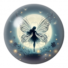 Cabochon en Verre Illustré Fée devant la Pleine Lune et les Lucioles 12 à 25mm pour la Création de Bijoux Fantaisie - DIY
