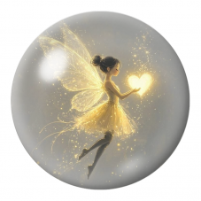 Cabochon en Verre Illustré Fée Dorée au Cœur de Lumière 12 à 25mm pour la Création de Bijoux Fantaisie - DIY