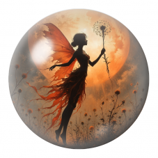 Cabochon en Verre Illustré Fée Orange au Pissenlit sous la Lune 12 à 25mm pour la Création de Bijoux Fantaisie - DIY
