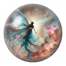 Cabochon en Verre Illustré Fée Cosmique aux Ailes Turquoise 12 à 25mm pour la Création de Bijoux Fantaisie - DIY