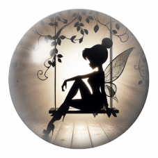 Cabochon en Verre Illustré Fée Silhouette sur une Balançoire 12 à 25mm pour la Création de Bijoux Fantaisie - DIY