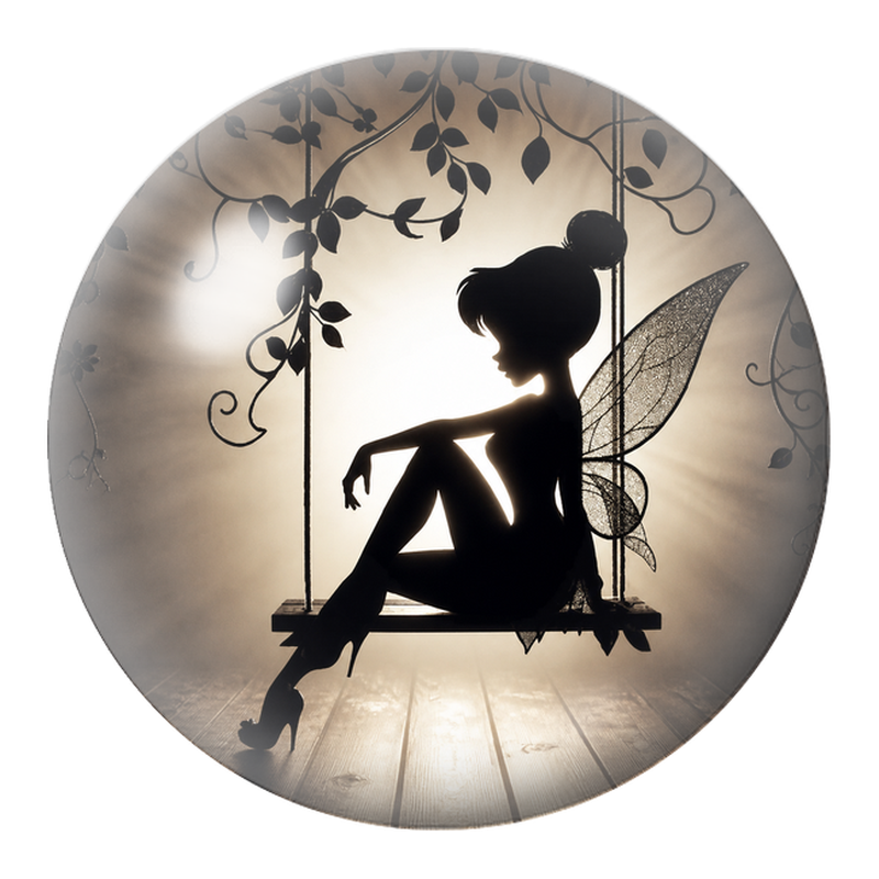 Cabochon en Verre Illustré Fée Silhouette sur une Balançoire 12 à 25mm