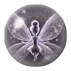 Cabochon en Verre Illustré Fée Blanche aux Ailes Arabesques 12 à 25mm pour la Création de Bijoux Fantaisie - DIY