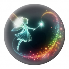 Cabochon en Verre Illustré Fée à la Baguette Arc-en-Ciel 12 à 25mm pour la Création de Bijoux Fantaisie - DIY