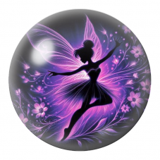 Cabochon en Verre Illustré Fée Violette dans le Jardin Lumineux 12 à 25mm pour la Création de Bijoux Fantaisie - DIY