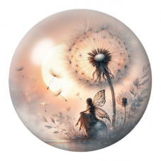 Cabochon en Verre Illustré Fée Rêveuse près du Pissenlit Géant 12 à 25mm pour la Création de Bijoux Fantaisie - DIY