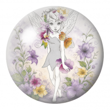 Cabochon en Verre Illustré Fée aux Fleurs Pastel 12 à 25mm pour la Création de Bijoux Fantaisie - DIY