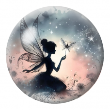 Cabochon en Verre Illustré Fée au Papillon Étoilé 12 à 25mm pour la Création de Bijoux Fantaisie - DIY