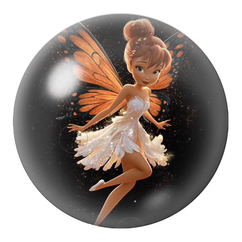 Cabochon en Verre Illustré Fée Rousse aux Ailes Orange 12 à 25mm