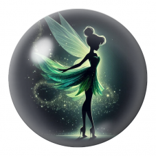 Cabochon en Verre Illustré Fée Verte à la Traîne Scintillante 12 à 25mm pour la Création de Bijoux Fantaisie - DIY