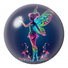 Cabochon en Verre Illustré Fée Néon au Papillon Jaune 12 à 25mm pour la Création de Bijoux Fantaisie - DIY