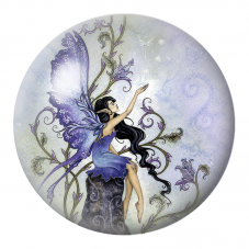Cabochon en Verre Illustré Fée Violette libérant une Lumière 12 à 25mm pour la Création de Bijoux Fantaisie - DIY
