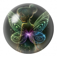 Cabochon en Verre Illustré Fée aux Ailes Arc-en-Ciel Lumineuses 12 à 25mm pour la Création de Bijoux Fantaisie - DIY
