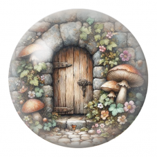 Cabochon en Verre Illustré Porte de Fée aux Champignons 12 à 25mm pour la Création de Bijoux Fantaisie - DIY