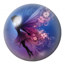 Cabochon en Verre Illustré Fée Florale Bleue et Violette 12 à 25mm pour la Création de Bijoux Fantaisie - DIY