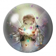 Cabochon en Verre Illustré Fée à la Lumière et aux Papillons 12 à 25mm pour la Création de Bijoux Fantaisie - DIY