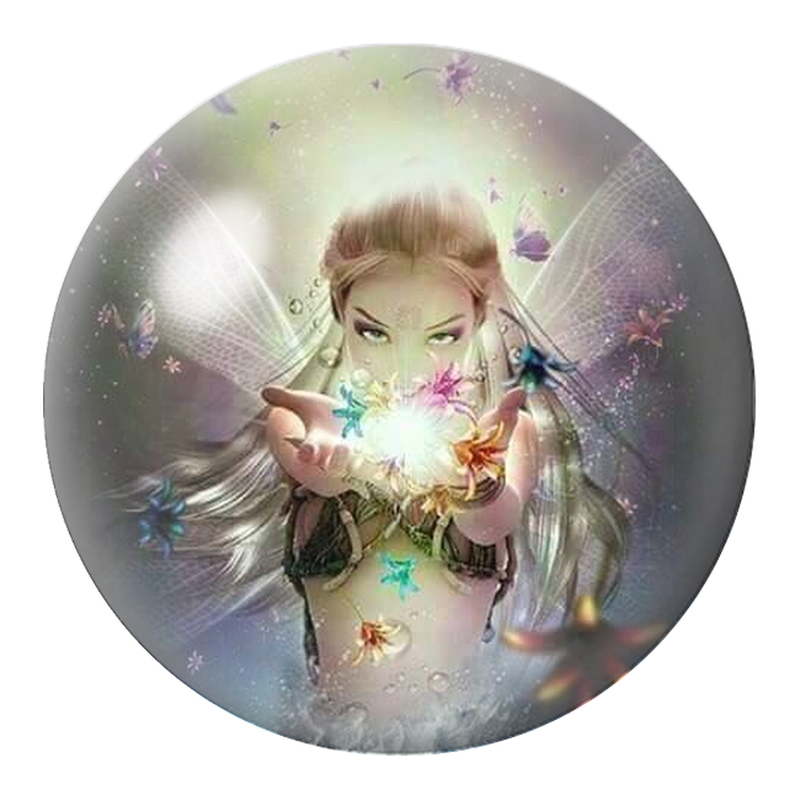 Cabochon en Verre Illustré Fée aux Papillons dans la Lumière 12 à 25mm