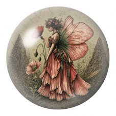 Cabochon en Verre Illustré Fée des Coquelicots au Jardin Ancien 12 à 25mm pour la Création de Bijoux Fantaisie - DIY