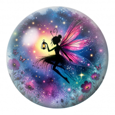 Cabochon en Verre Illustré Fée à la Lanterne dans le Jardin Étoilé 12 à 25mm pour la Création de Bijoux Fantaisie - DIY