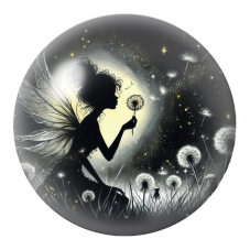 Cabochon en Verre Illustré Fée au Pissenlit sous la Lune 12 à 25mm pour la Création de Bijoux Fantaisie - DIY