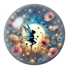 Cabochon en Verre Illustré Fée parmi les Coquelicots Lumineux 12 à 25mm pour la Création de Bijoux Fantaisie - DIY