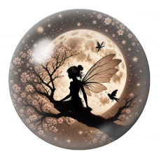 Cabochon en Verre Illustré Fée sur une Branche de Cerisier 12 à 25mm pour la Création de Bijoux Fantaisie - DIY