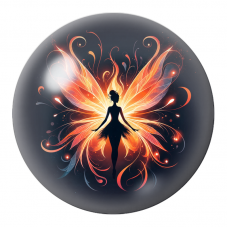 Cabochon en Verre Illustré Fée de Feu aux Ailes Flamboyantes 12 à 25mm pour la Création de Bijoux Fantaisie - DIY