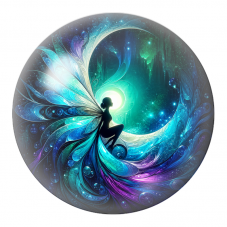 Cabochon en Verre Illustré Fée Turquoise dans la Grotte Étoilée 12 à 25mm pour la Création de Bijoux Fantaisie - DIY