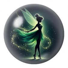 Cabochon en Verre Illustré Fée Verte dans la Poussière d'Étoiles 12 à 25mm pour la Création de Bijoux Fantaisie - DIY