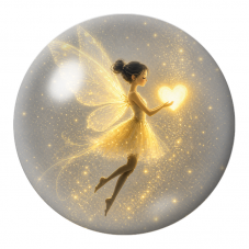Cabochon en Verre Illustré Fée au Cœur de Lumière Dorée 12 à 25mm pour la Création de Bijoux Fantaisie - DIY