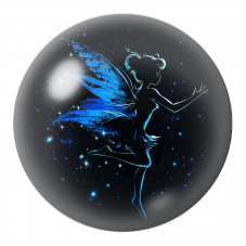 Cabochon en Verre Illustré Fée Bleue dans le Ciel Étoilé 12 à 25mm pour la Création de Bijoux Fantaisie - DIY