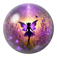 Cabochon en Verre Illustré Fée Violette dans le Champ de Lavande 12 à 25mm pour la Création de Bijoux Fantaisie - DIY